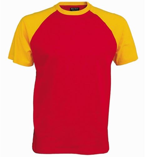 Pánské tričko BASE BALL K330, červeno-žluté