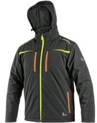 Zimní softshellová bunda CXS NORFOLK, černá s HV žluto/oranžovými doplňky