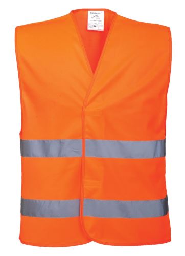C474 - Reflexní vesta s dvěma pruhy, oranžová