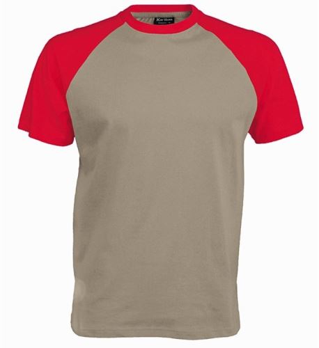 Pánské tričko BASE BALL K330, light grey-red
