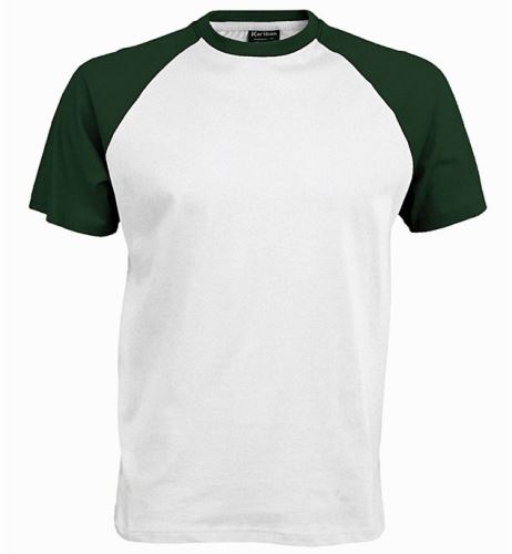 Pánské tričko BASE BALL K330, white-forest green
