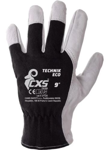 Kombinované rukavice TECHNIK ECO, černo-bílé, vel. 09    0002-21L