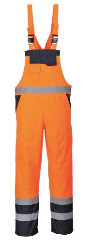 S489 - Zateplené reflexní laclové kalhoty,  oranžové
